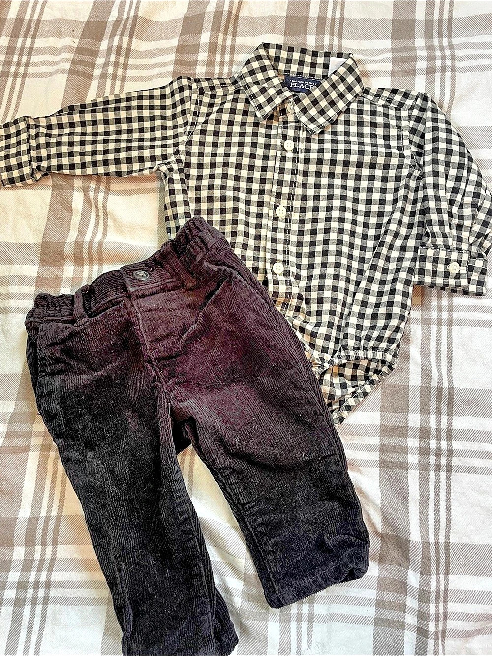 Children’s Place Kids Checkered Matching Set in Black & White Like New